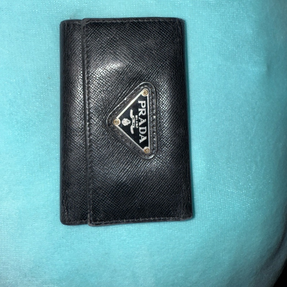 Prada Black Leather key holder